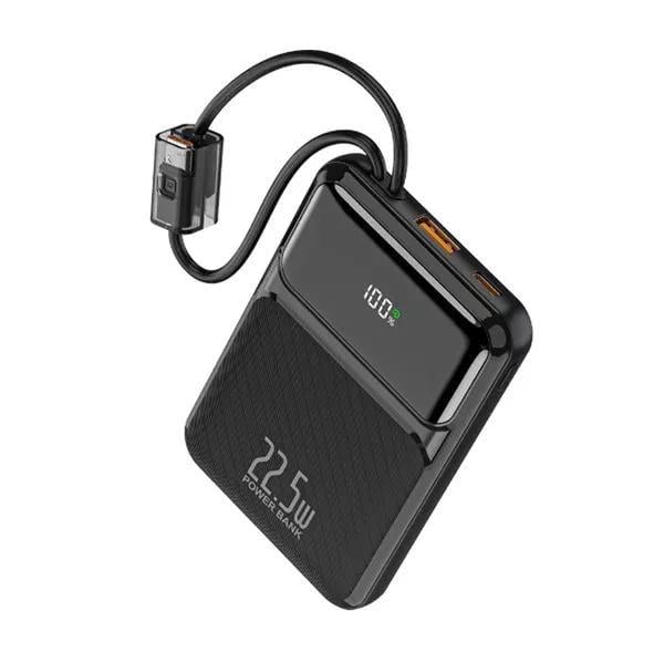 Повербанк Wuw Y158 Li-pol 10000 mAh 22,5W PD QC3.0 со встроенными кабелями Black (33726756)