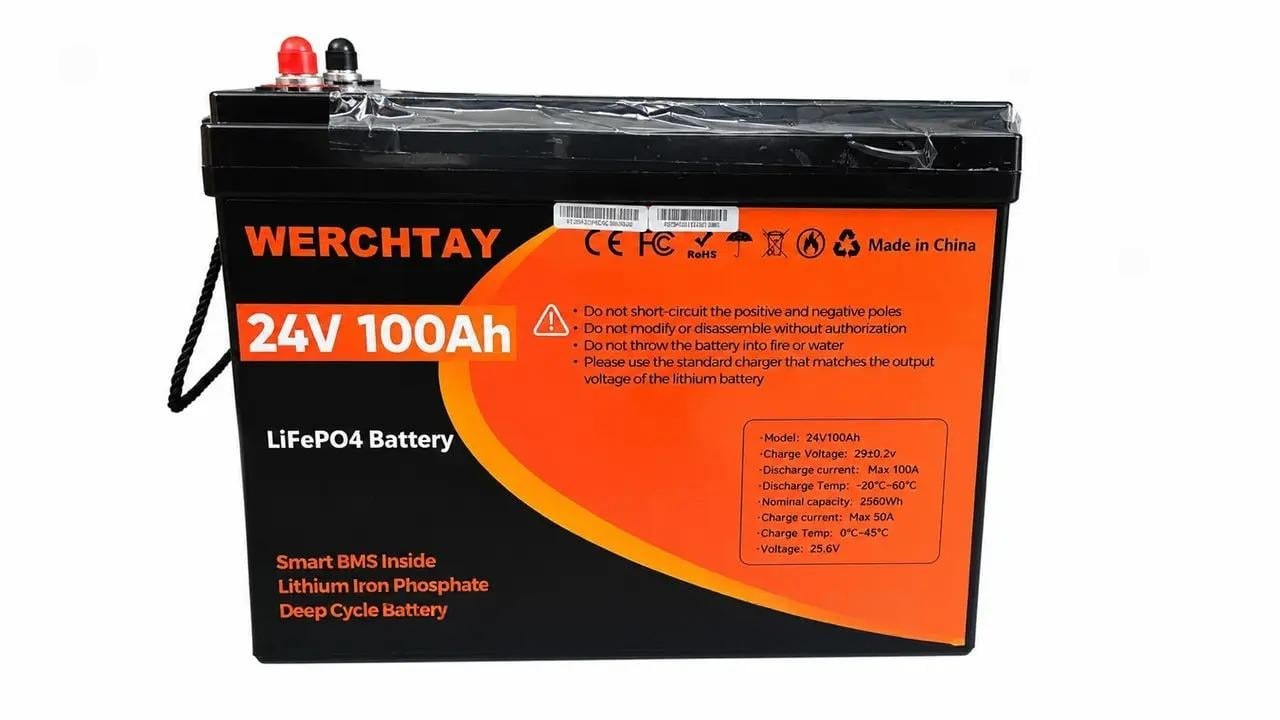 Аккумулятор для ИБП LiFePO4 WERCHTAY 24V 100Ah 2560Wh BMS (ИБП-100-24)