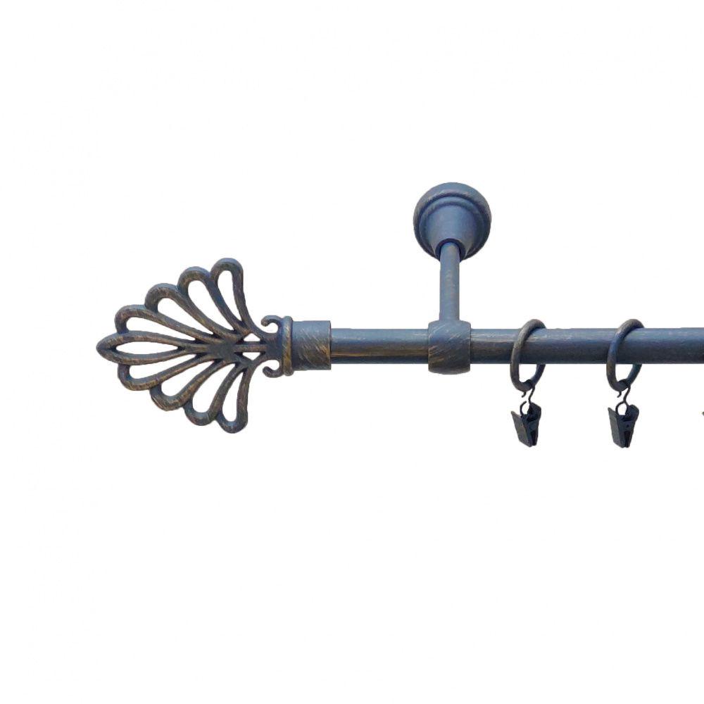 Карниз металлический Orvit Модерн однорядный литой/гладкая труба/кольцо с лягушкой Голубой Золотой 16 мм 160 см (4765598)