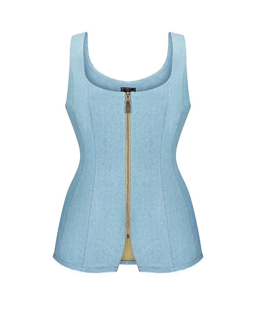 Жилет силуетний джинсовий жіночий TWINSIS CLOTHES блакитний XS