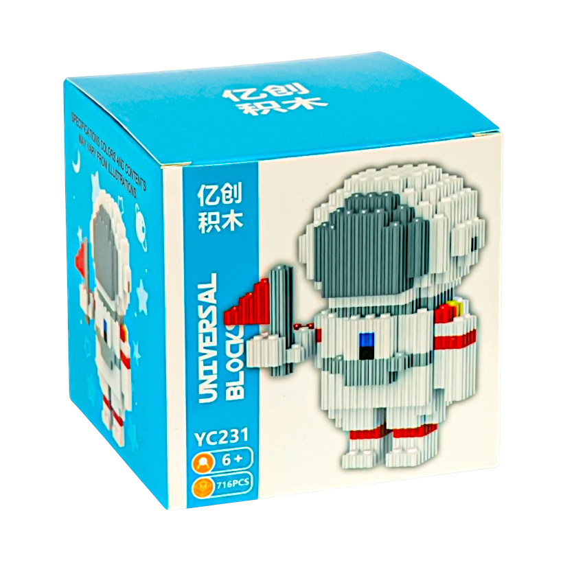 Конструктор пиксельный 3D фигурка Космонавт наноблоки мелкие детали (35700521)