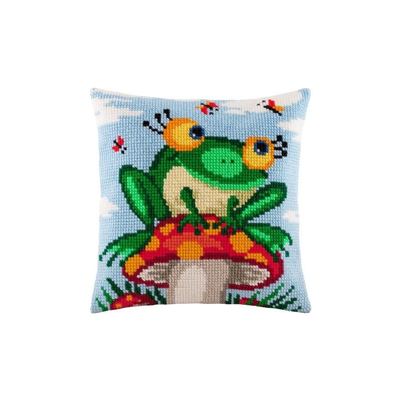 Набір для вишивки хрестиком подушки Чарівниця Z-01 Жаба на грибі (7229)