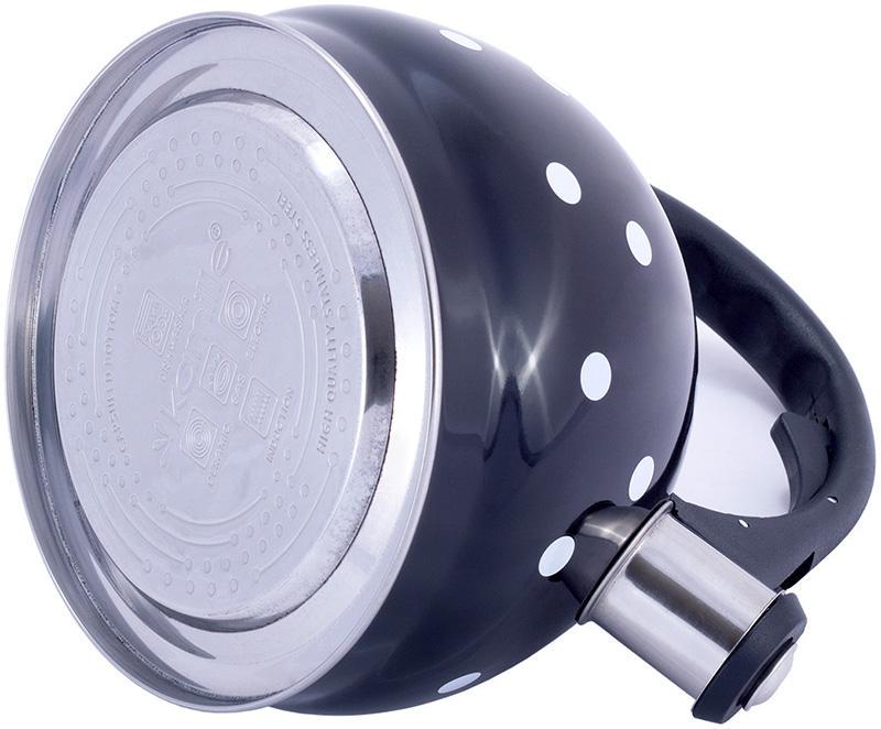 Чайник Kamille Polka Dot Kettle со свистком нержавеющая сталь 2 л Горошек/Черный - фото 4 Чайник Kamille Polka Dot Kettle со свистком нержавеющая сталь 2 л Горошек/Черный - фото 4