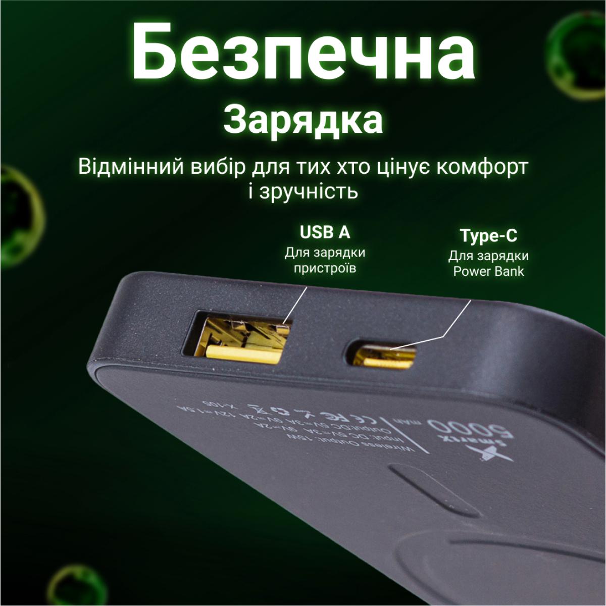 Повербанк 5000 mAh с беспроводной зарядкой USB-C/USB-A (20973064) - фото 7