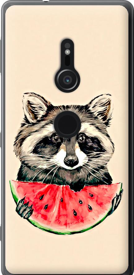 Чехол на Sony Xperia XZ2 H8266 Енотик с арбузом (4605u-1378-42517)