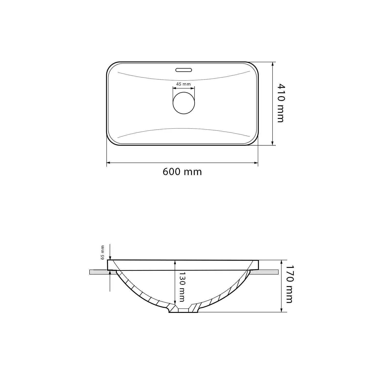 Раковина врезная VBI Bitritto M прямоугольная 600x410 мм Белый (RM-VBI-018025) - фото 5 Раковина врезная VBI Bitritto M прямоугольная 600x410 мм Белый (RM-VBI-018025) - фото 5