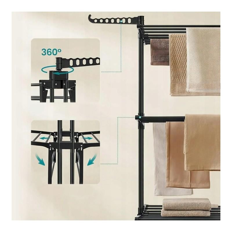 Сушарка складна Ecarla SU02 для білизни трирівнева Чорний (Ecarla SU02CZ) - фото 6 Сушарка складна Ecarla SU02 для білизни трирівнева Чорний (Ecarla SU02CZ) - фото 6