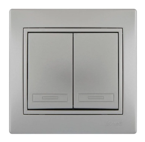 Выключатель двухклавишный MIRA металл Серый (26264363)