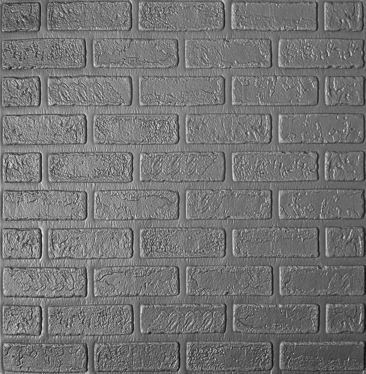 Панель 3D самоклеющаяся декоративная кирпич деко 700x700x5 мм Серый (580)