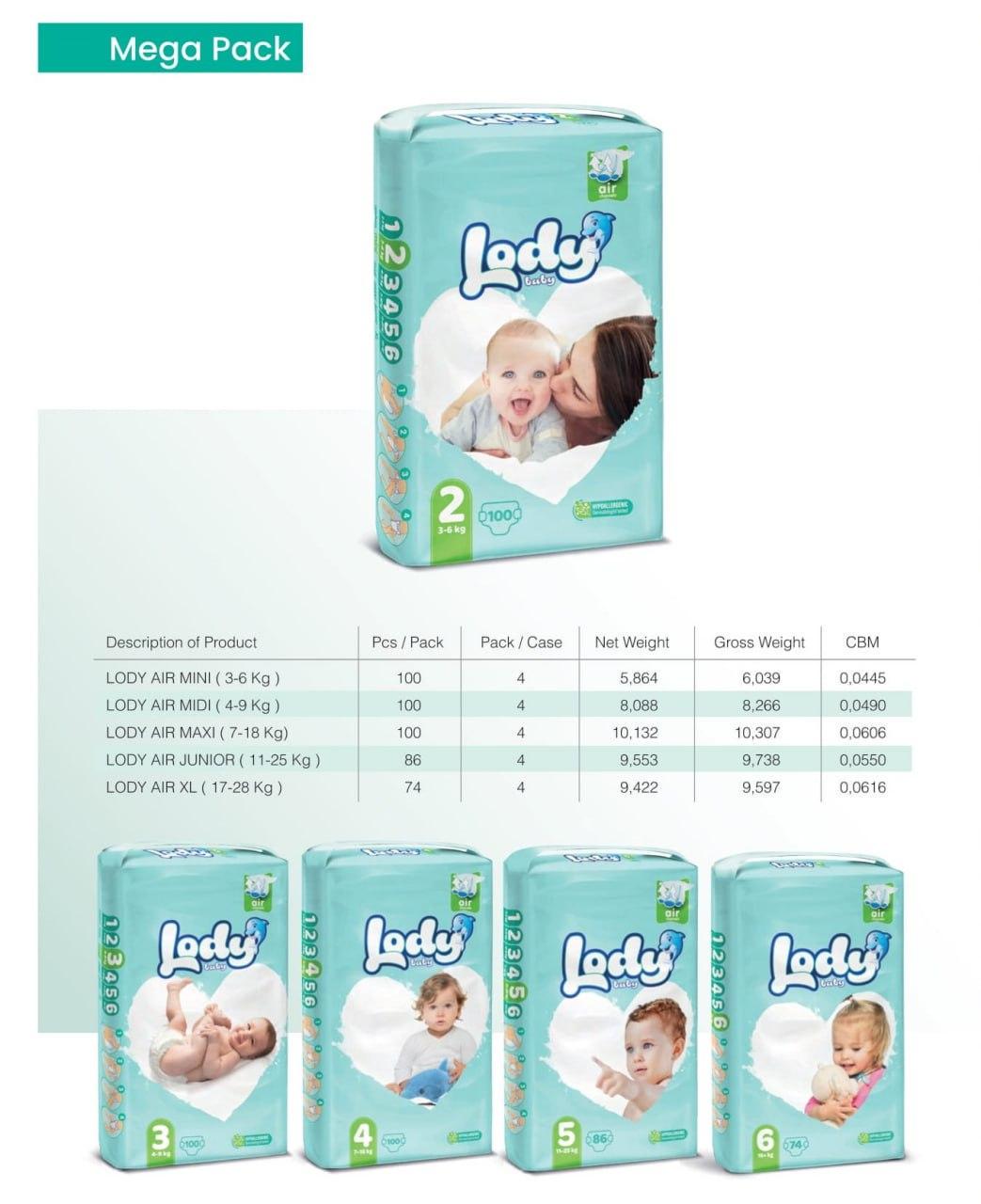 Детские подгузники дышащие LODY AIR MEGA MIDI р. 3 4-9 кг 100 шт./уп. (000006642) - фото 4 Детские подгузники дышащие LODY AIR MEGA MIDI р. 3 4-9 кг 100 шт./уп. (000006642) - фото 4