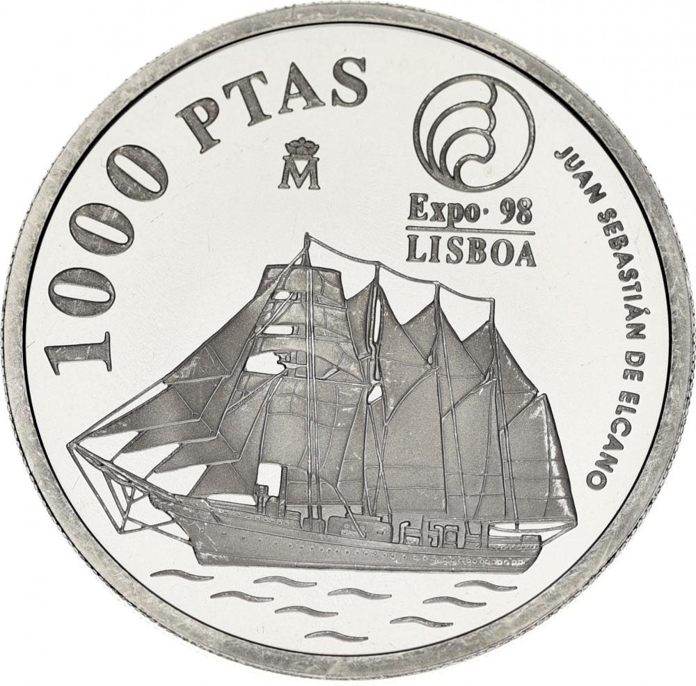 Коллекционная монета Испания 1000 песет 1998 Серебро Proof Корабль Выставка Экспо 1998 года в Лиссабоне (KM#1000) Коллекционная монета Испания 1000 песет 1998 Серебро Proof Корабль Выставка Экспо 1998 года в Лиссабоне (KM#1000)