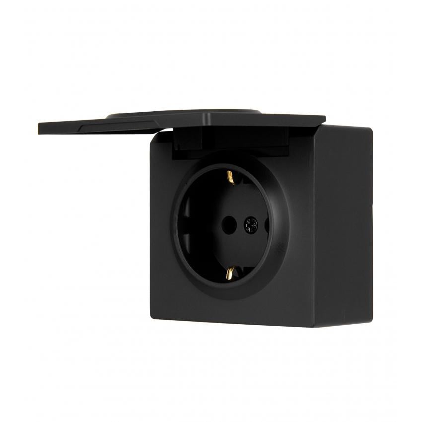 Розетка Lezard Leto одинарна з заземленням та кришкою Антрацит (752-4200-123)