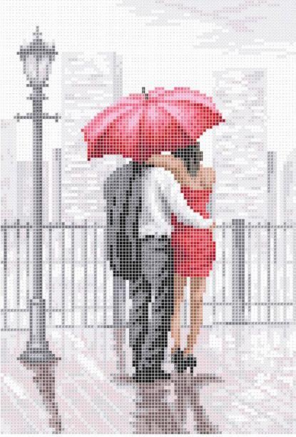 Вышивка бисером Двое под зонтиком ПЛ-011 20х30 см