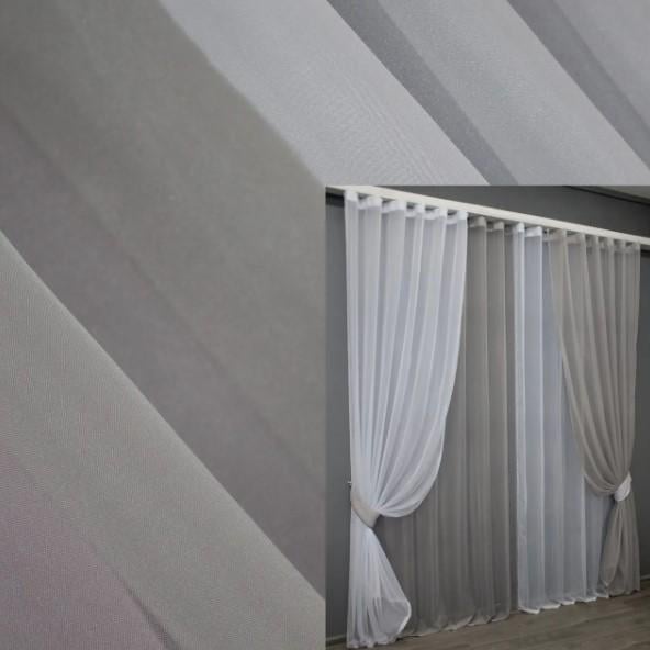 Комплект штор Инь/Янь шифон 1,5х2,7 м 4 шт. Белый/Серый (010дк) - фото 4