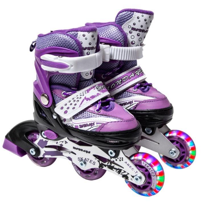 Роликовые коньки Happy Mondays PU со светодиодами 16-18 см р. 27-30 Violet (1963754186)
