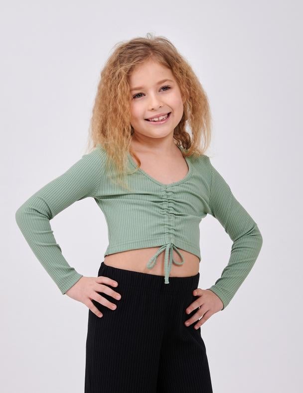 Топ длинный рукав для девочки Smil Рубчик 134 см Оливковый (116713-1) Топ длинный рукав для девочки Smil Рубчик 134 см Оливковый (116713-1)