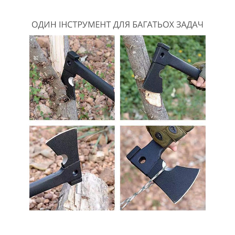 Мультитул для виживання Odin AXE 8в1 військовий/туристичний Чорний (00283) - фото 5