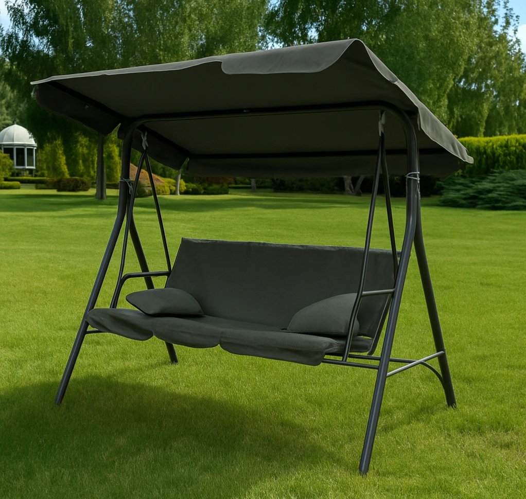 Качели LEOBRO с подушками 176х114х168 см Серый (LBSW3-D3-GRY) - фото 1