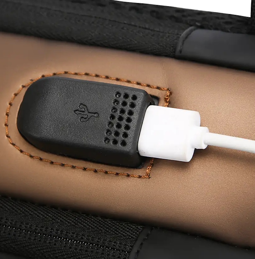 Сумка нагрудна чоловіча водонепроникна USB Чорний з коричневим (29697215) - фото 5 Сумка нагрудна чоловіча водонепроникна USB Чорний з коричневим (29697215) - фото 5