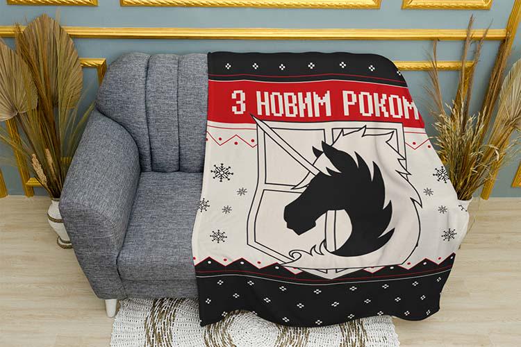 Плед плюшевый Military Attack on Titan Winter Patrol однослойный 150х210 см Черный (114594-13)