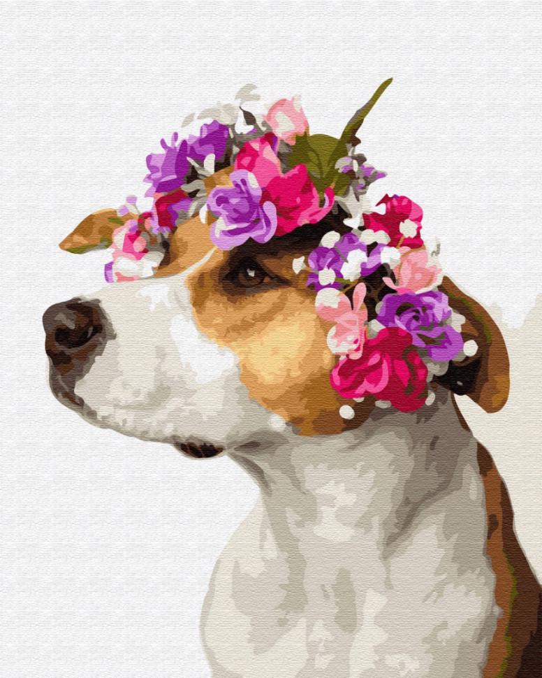 Картина по номерам Brushme "Собачка в веночке" (GX34809) Картина по номерам Brushme "Собачка в веночке" (GX34809)