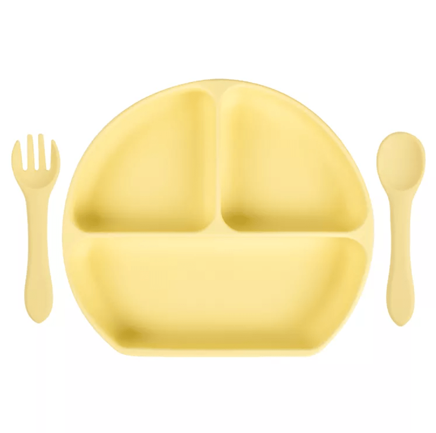 Тарілка силіконова трисекційна Лимонний (10713) - фото 2 Тарілка силіконова трисекційна Лимонний (10713) - фото 2