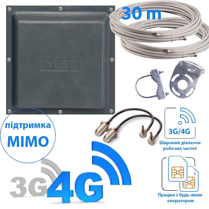 Комплект 3G/4G інтернету антена mimo/кабель 30 м/перехідники 2xCRC9/F (17527810) - фото 2