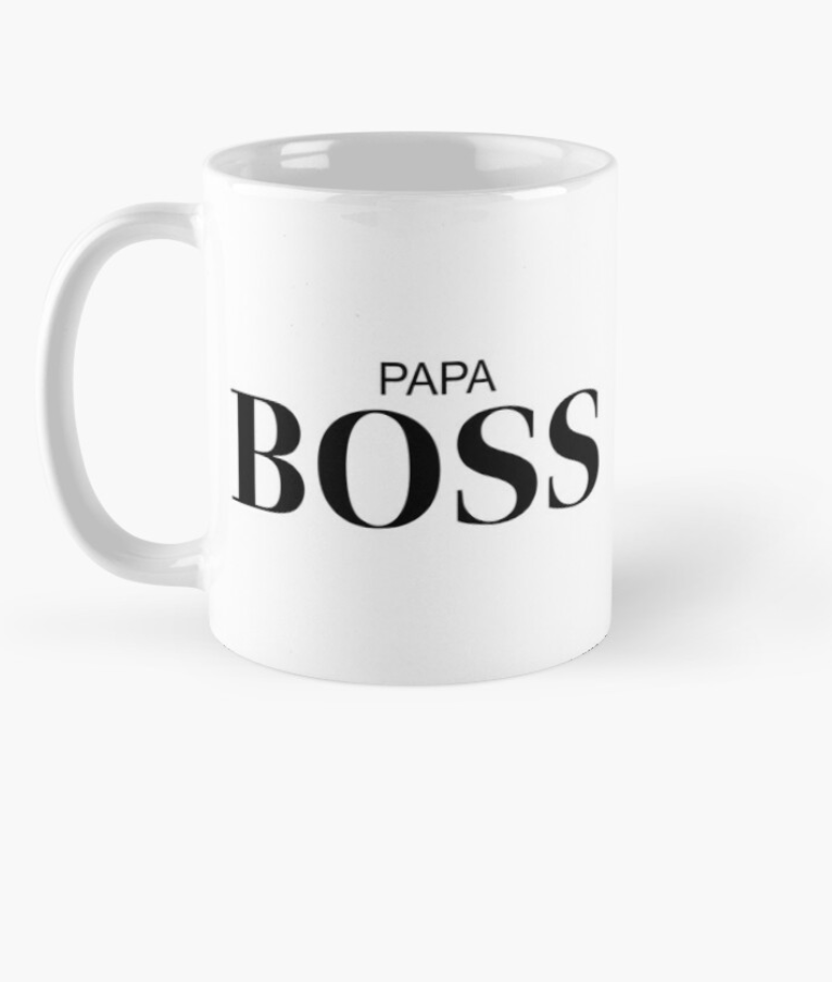 Чашка керамическая с принтом "Papa boss" 330 мл Белый (ПАПА32Ч)