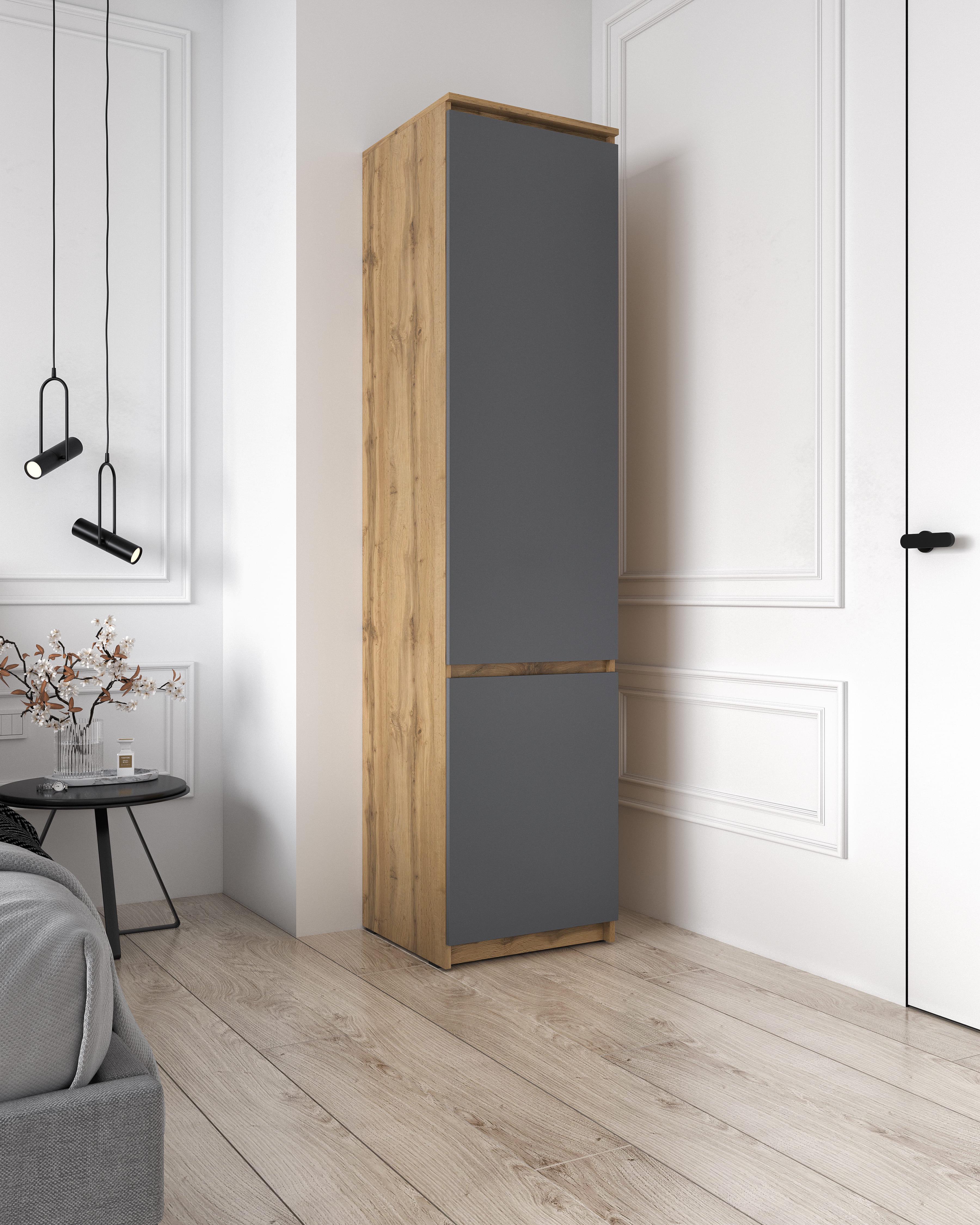 Шафа-пенал Moreli T-218 зі штангою для одягу Аппалачі/Антрацит