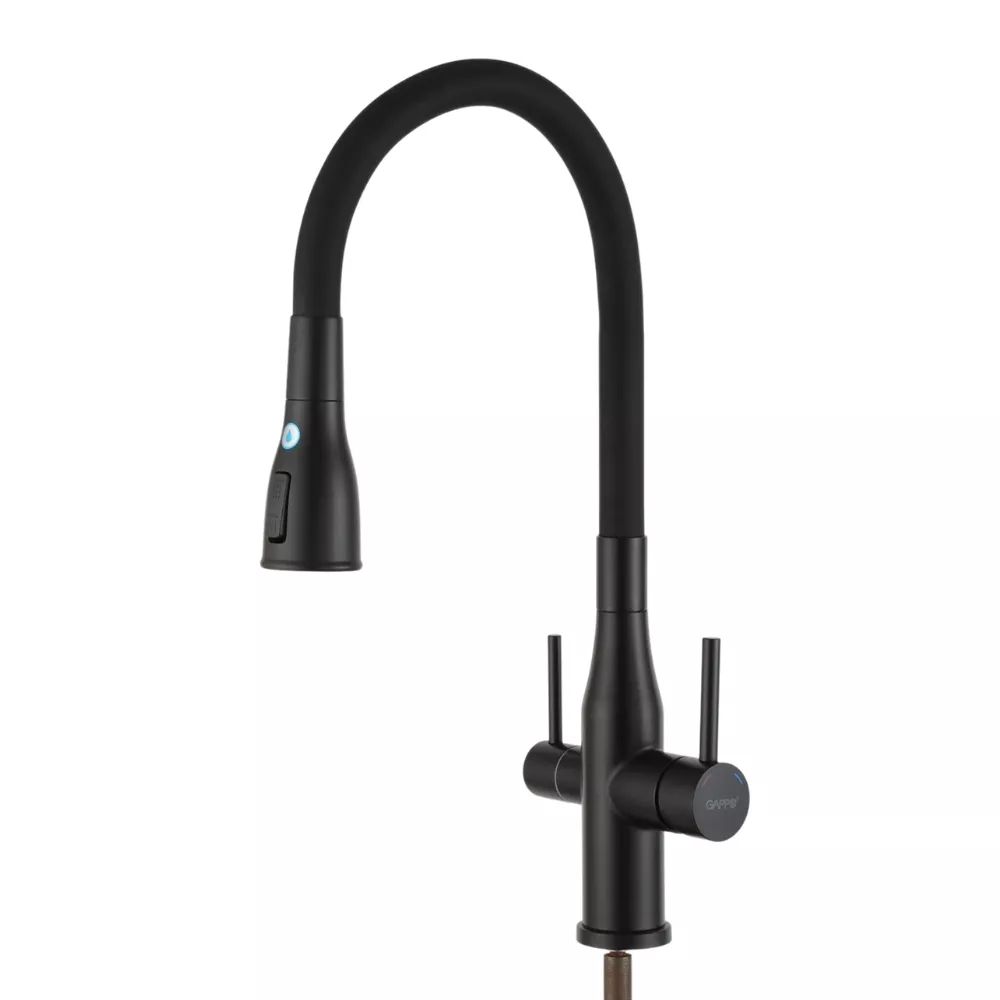 Смеситель для кухни Gappo G4399-66 с подключением фильтра питьевой воды Черный