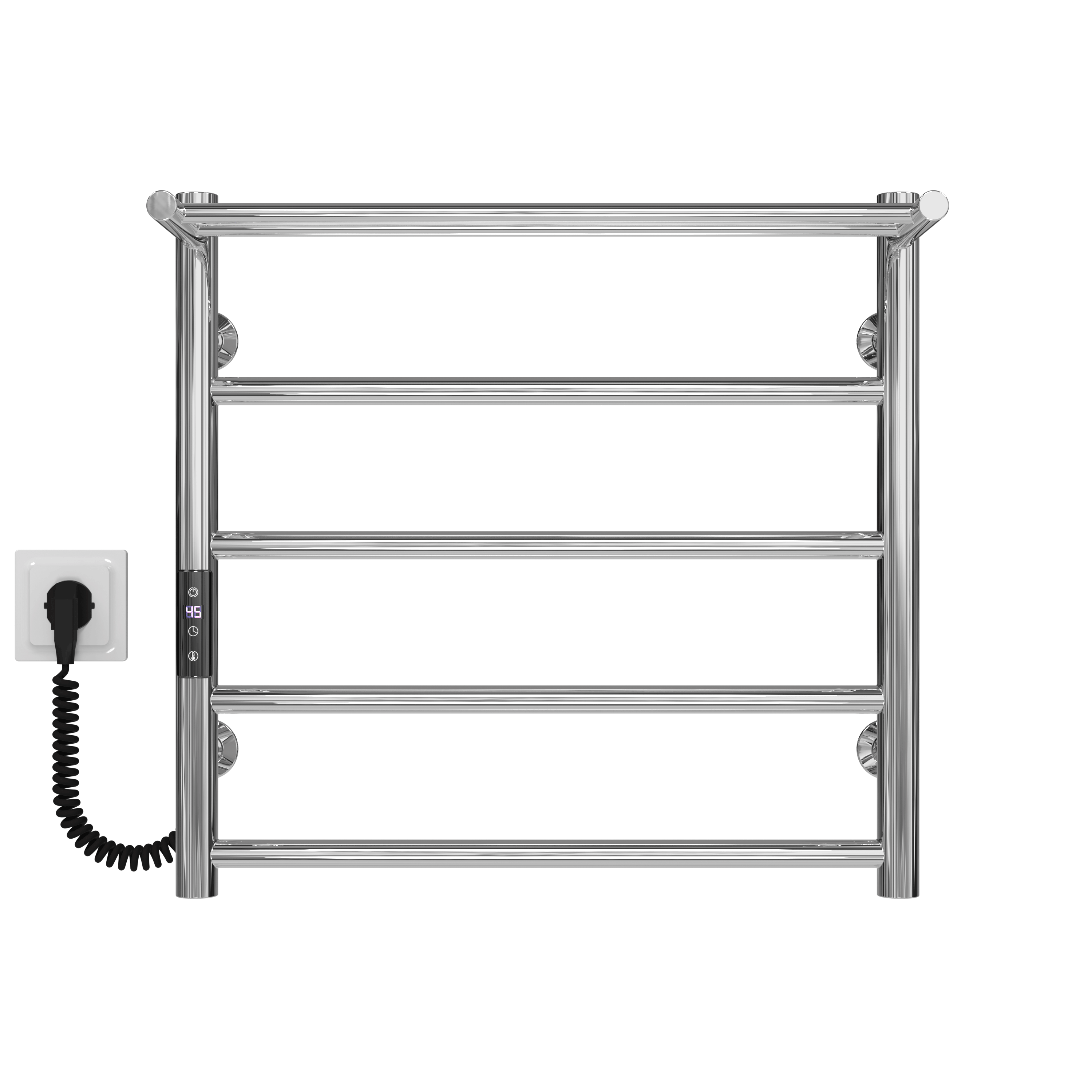 Полотенцесушитель электрический Deffi Терма П5 JD03 левое подключение нержавеющая сталь 500х500 мм Хром (C.TE.50.50.5.E.C.L.1)
