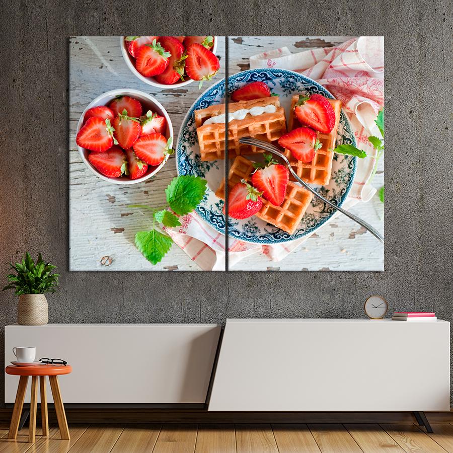 Настенний декор Бельгийские вафли со свежей клубникой 165x122 см (A265-2)