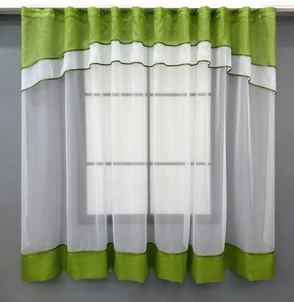 Занавеска кухонная 280х170 см Белый/Оливковый (110к)