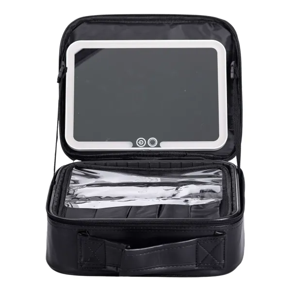 Косметичка-органайзер с LED-зеркалом 26х22х9 см Черный