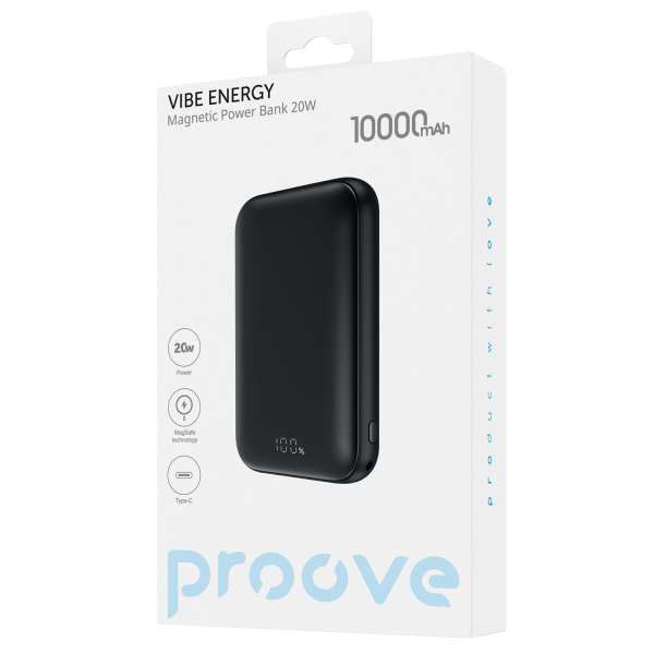 Повербанк Proove Vibe Energy Magnetic 2в1 с быстрой зарядкой 10000 mAh 20W Черный (PBVE20020001) - фото 3