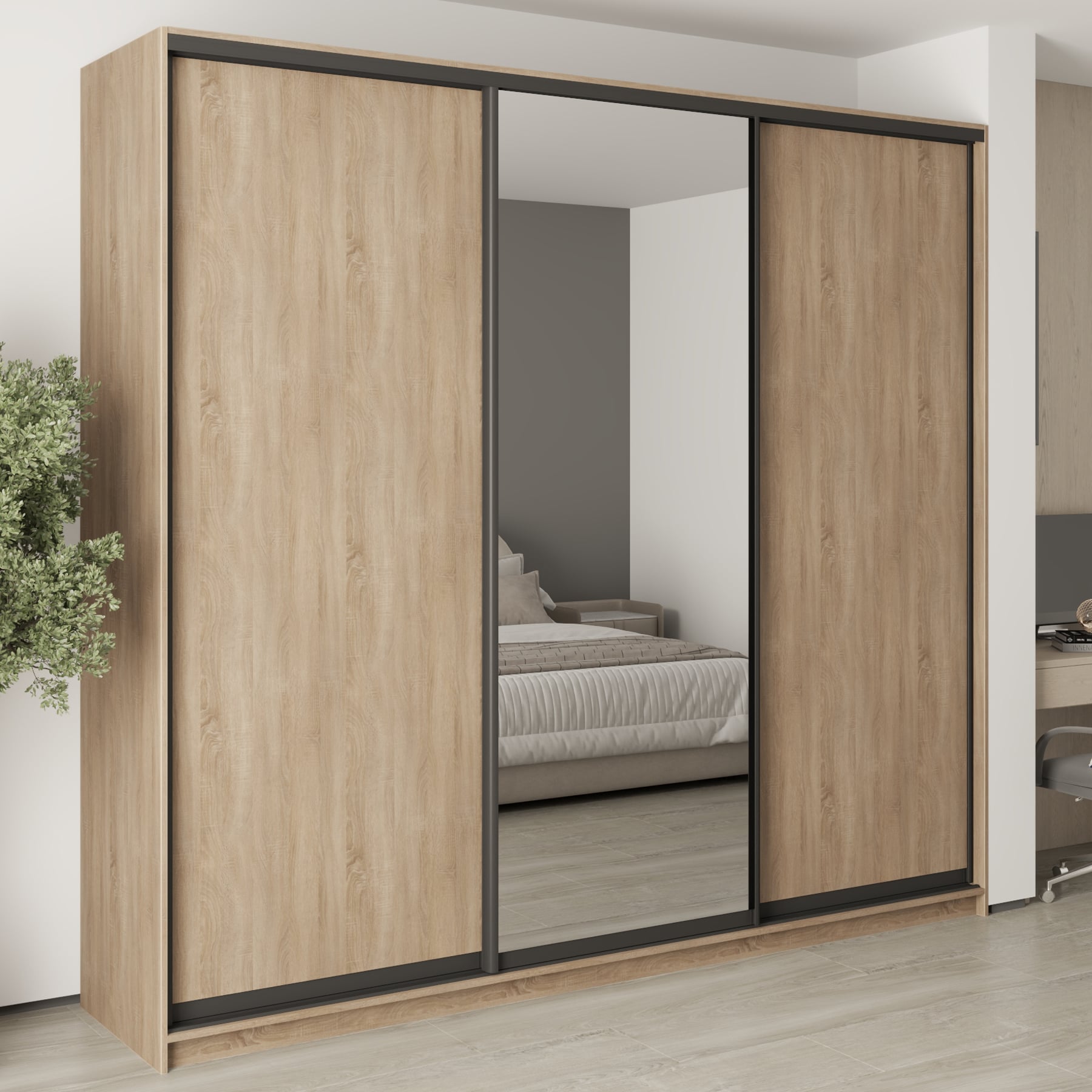 Шкаф-купе трехдверный Mebel Star Комбо BG MBS-9636 260х45х240 см Дуб сонома (1009625) Шкаф-купе трехдверный Mebel Star Комбо BG MBS-9636 260х45х240 см Дуб сонома (1009625)