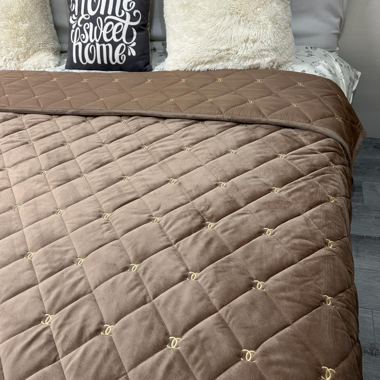 Покривало на ліжко велюрове євро 220x240 см Кавовий (28822009) - фото 5