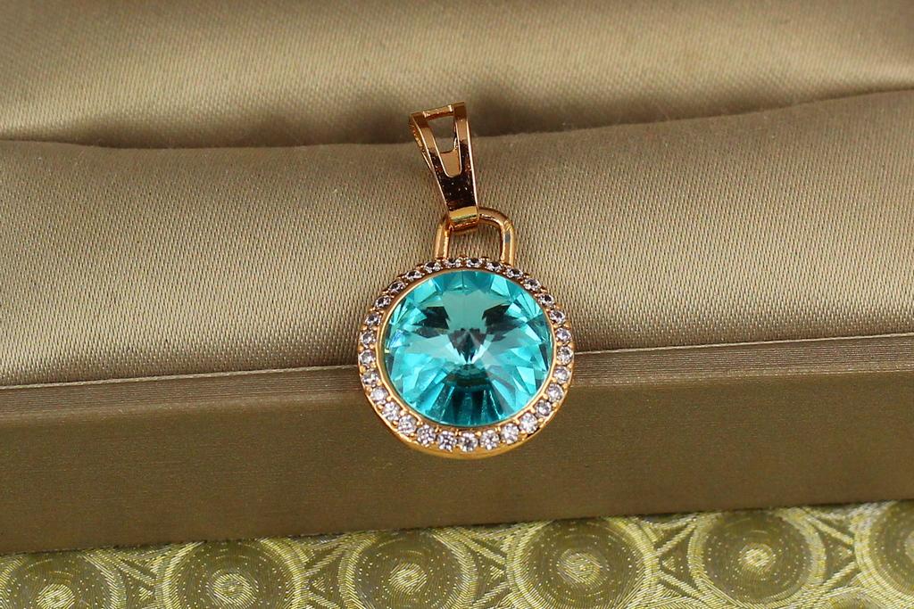 Кулон Xuping Jewelry Романс із блакитним каменем 1,4 см Золотистий (31981607)