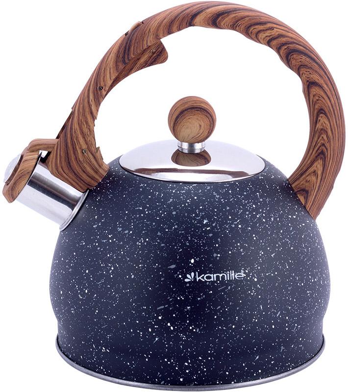 Чайник Kamille Whistling Kettle Marble з нержавіючої сталі зі свистком 2 л Чорний мармур (KM-1071)