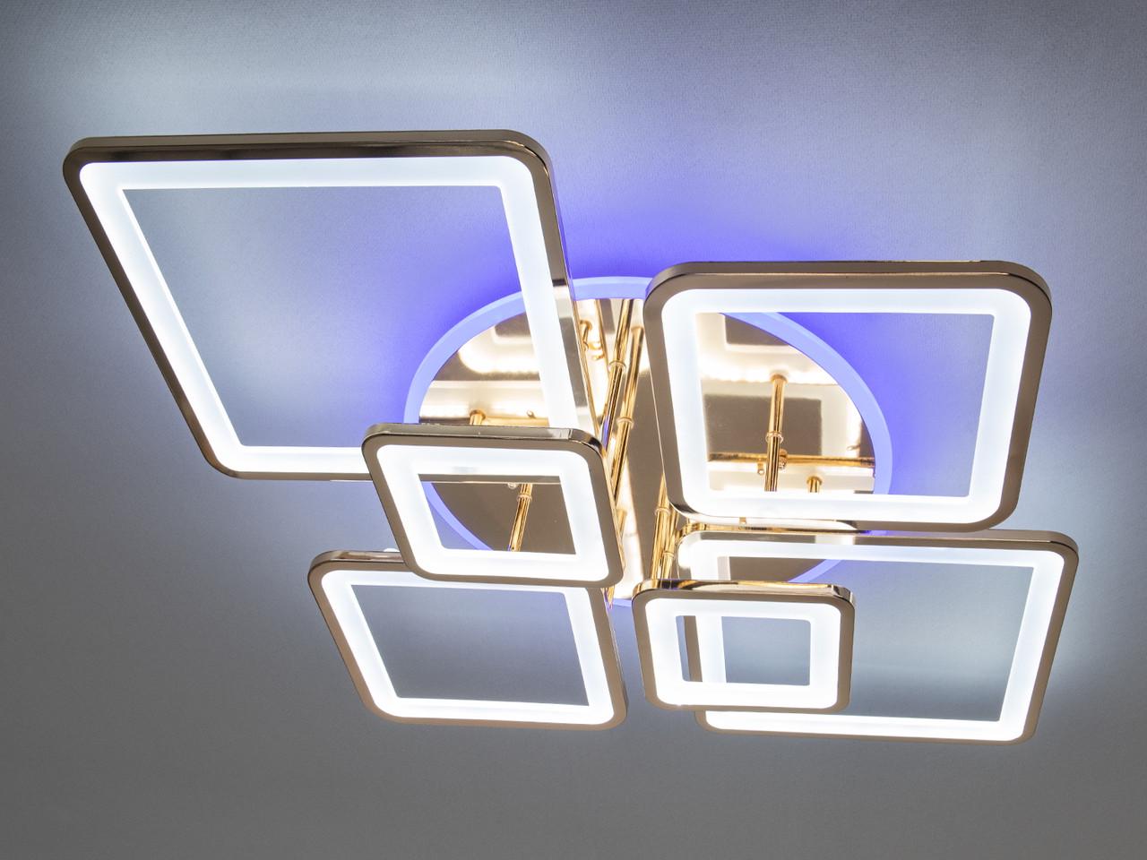Люстра з пультом LED для залу 150W на 22 м2 Золотий (2533028524)