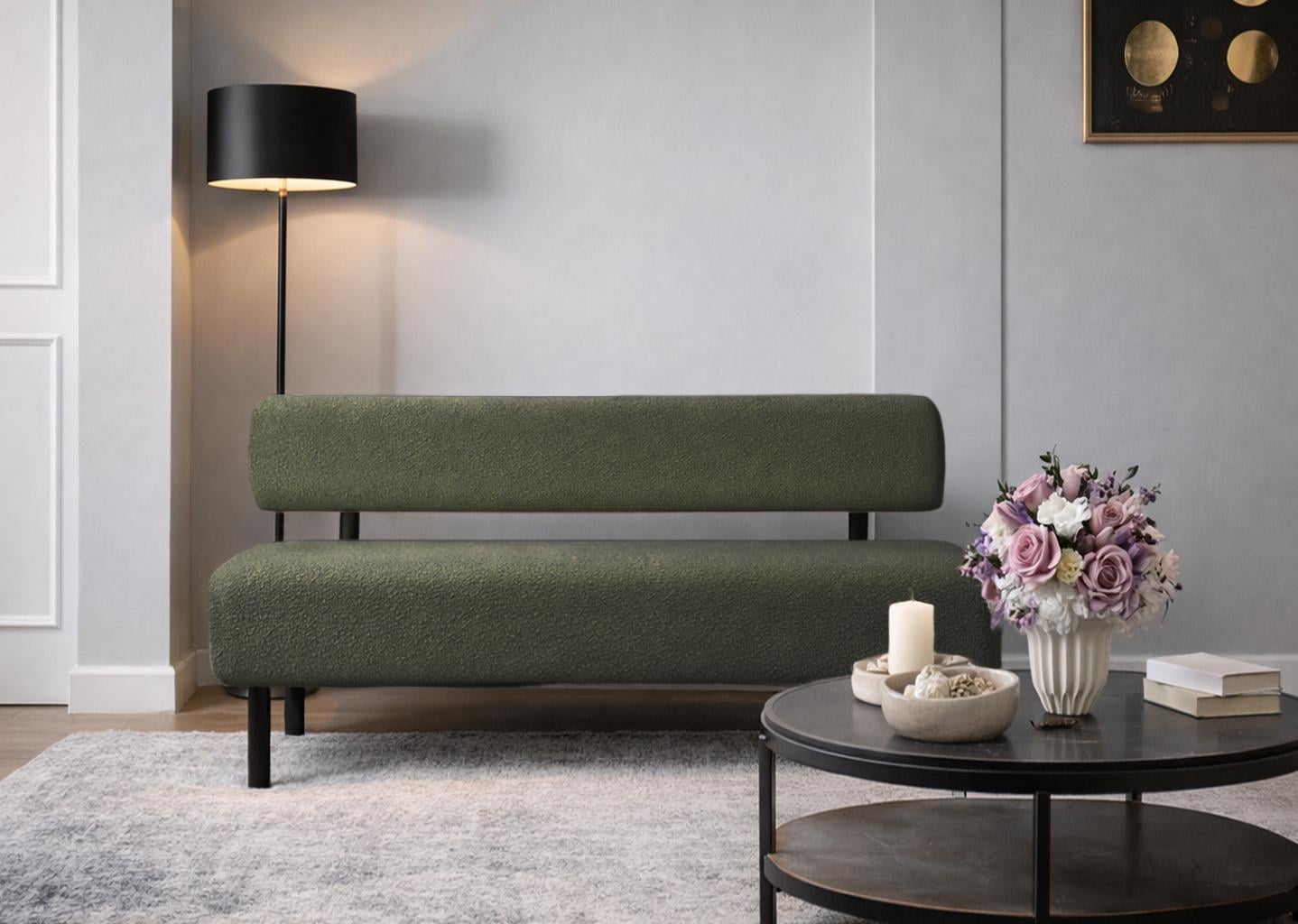 Диван Tobi Sho Люмо 1500х540х750 мм букле Alpaca Оливковый/37