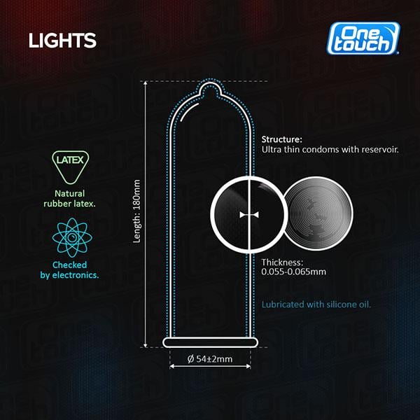 Презервативы One Touch Lights особо тонкие в силиконовой смазке с накопителем 3 шт. (4260363470018) - фото 2 Презервативы One Touch Lights особо тонкие в силиконовой смазке с накопителем 3 шт. (4260363470018) - фото 2