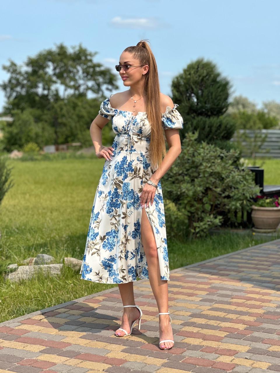 Платье женское миди Maybel из шелка Армани Цветочный принт (2635558335)