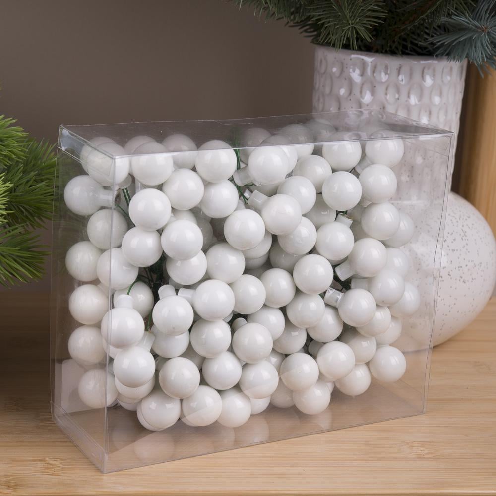 Шарики на проволоке из стекла 2 см White Opal (2603-12)