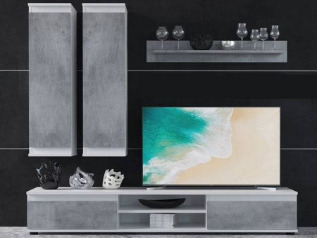 Стенка для гостиной Гербор Люсия 175 175х37х160 см Бетон/Нимфея альба (18964335)