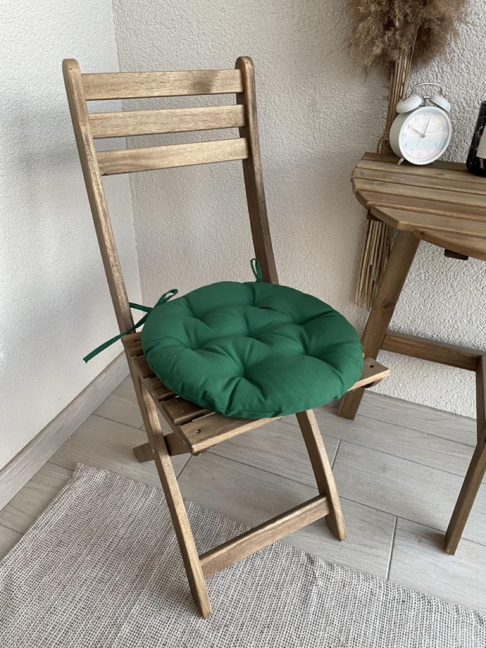 Подушка на стул с завязками круглая Color 40х40х5 см Зеленый - фото 4