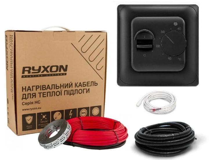 Нагревательный кабель двухжильный под плитку Ryxon HC-20-45 4,5-5,6 м² 900 Вт 45 м с механическим терморегулятором Black