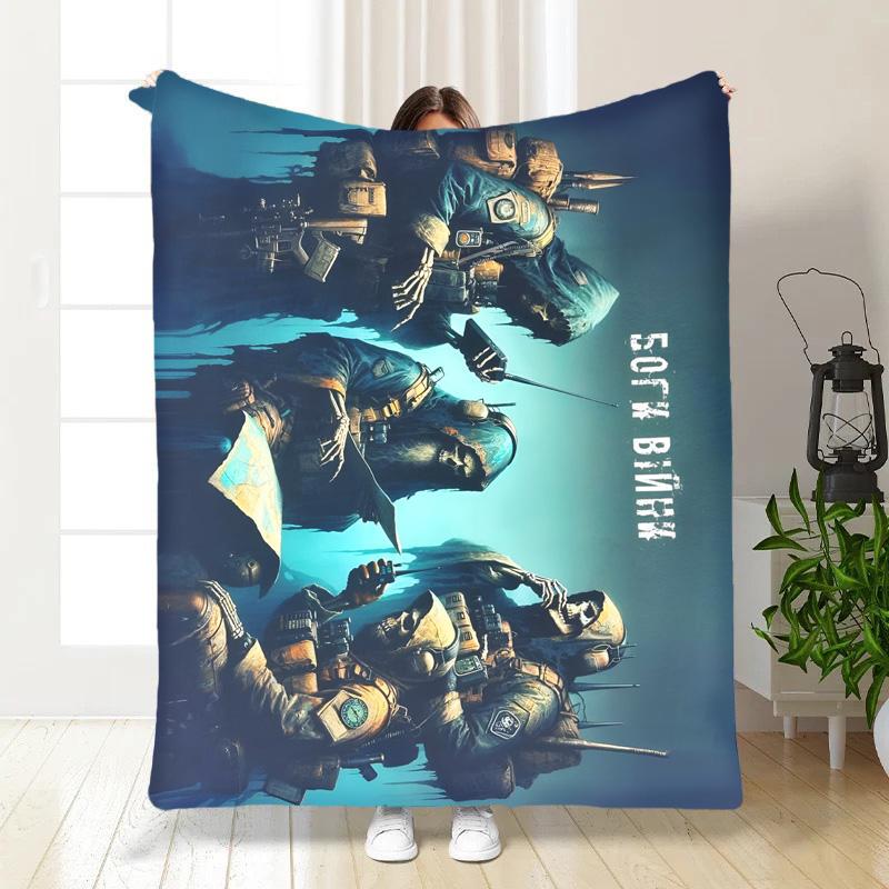 Плед-покрывало Боги Войны плюш/велюр детское 135х160 см Синий (17708856)