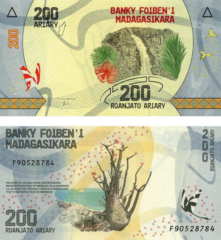 Коллекционная банкнота Мадагаскар 200 ариари 2017 UNC P98 (Б06613)