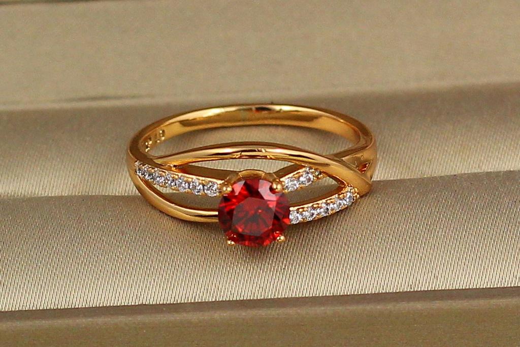Кольцо Xuping Jewelry волны с красным камнем р. 16 Золотистый (1502743370)